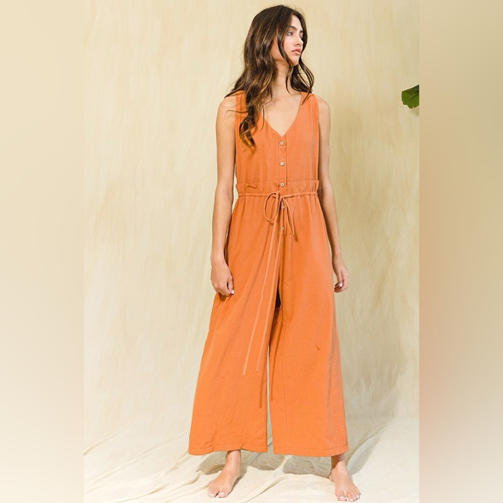 NWOT BUCKETLIST Orange Comfy Jumpsuit - Picture 2 of 7